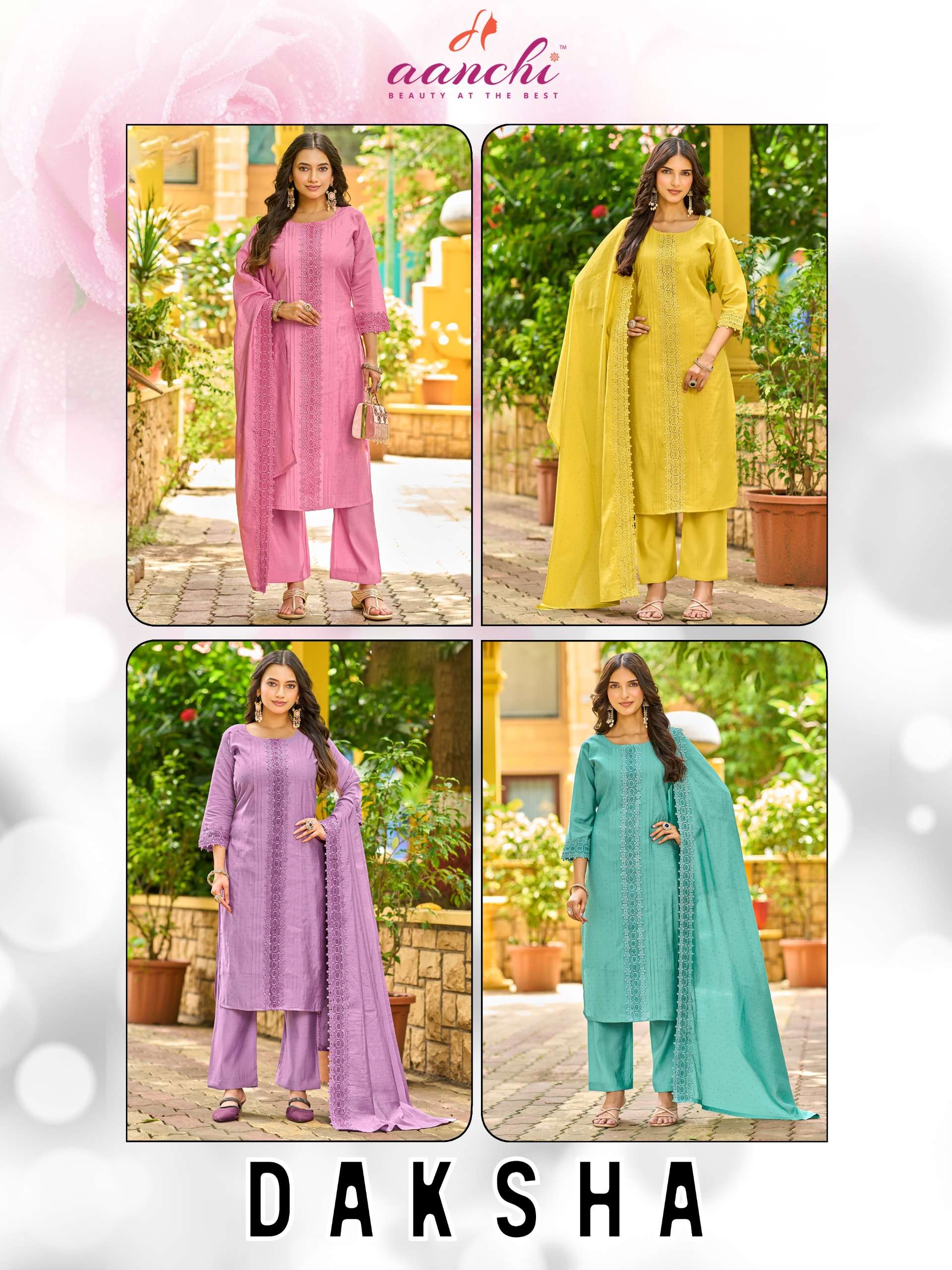 AANCHI DAKSHA ROMAN SILK SEQUENCE DESIGNER SALWAR SUIT HEAVY TYPE FESTIVAL IN SURAT